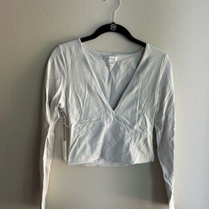 Aritzia Cream V-Neck Blouse NWT